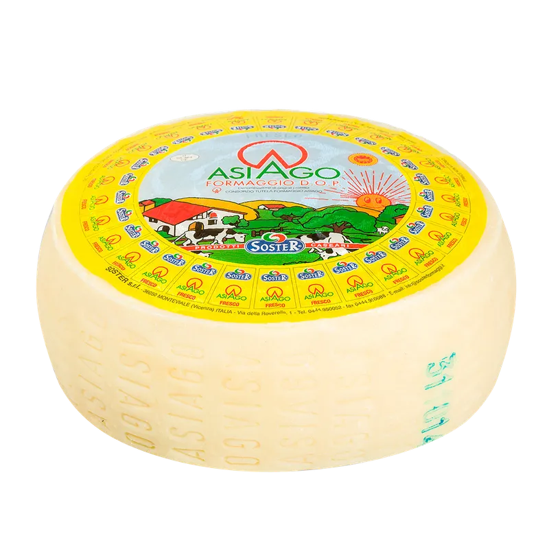 Asiago D.O.P Corteza Natural Rueda 1x14kg, producto de Spiga Impex