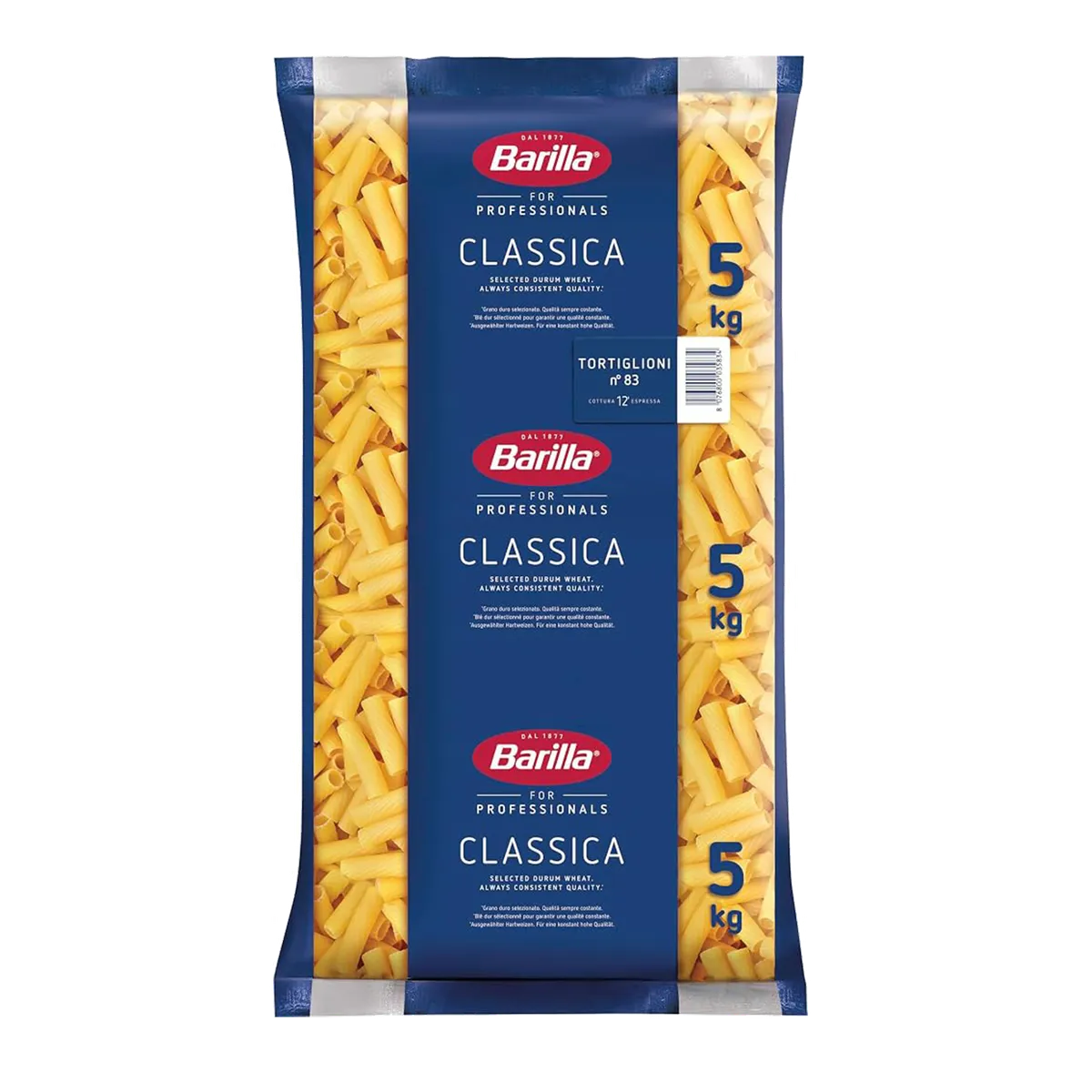 Barilla Pasta di Semola Tortiglioni 3x5kg, producto de Spiga Impex