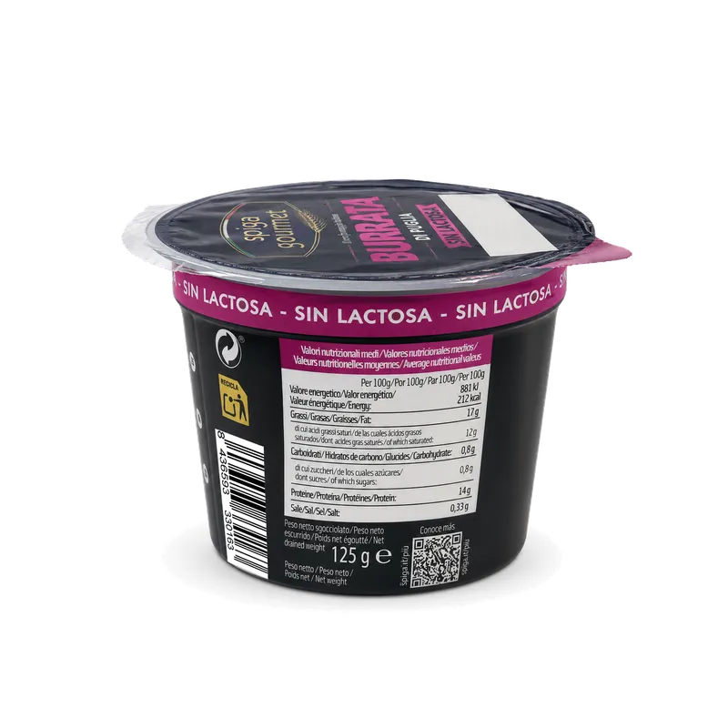 Burrata Sin Lactosa SPIGA GOURMET 4x125g, otra vista