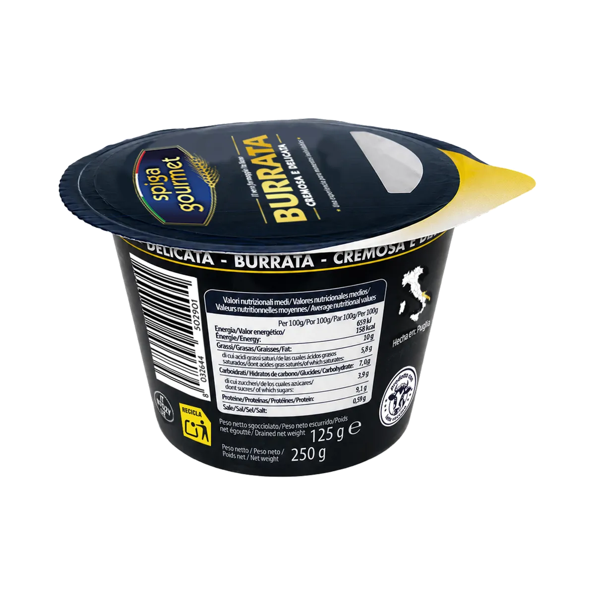 Burrata vasetto SPIGA Gourmet 4x125g, otra vista