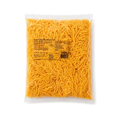 Cheddar rojo 50% rallado 4 mm 10x1 kg, producto de Spiga Impex