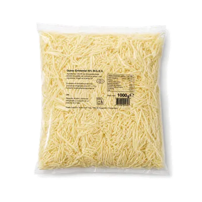Emmental 45% rallado 2,4 mm 10x1 kg, producto de Spiga Impex