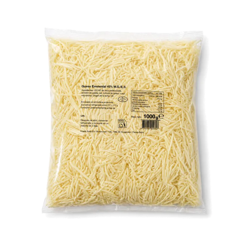 Emmental 45% rallado 2,4 mm 10x1 kg, producto de Spiga Impex