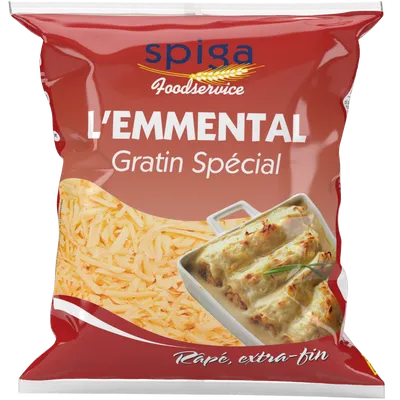 Emmental rallado SPIGA 6x1kg, producto de Spiga Impex