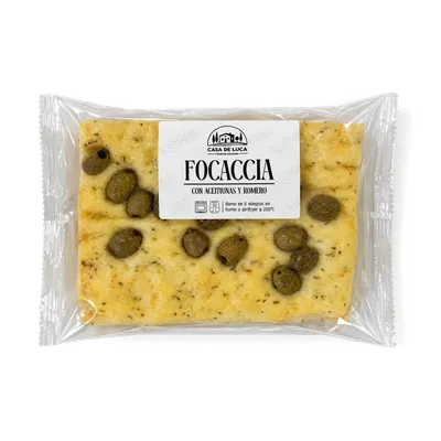 Focaccia con olivas y romero Casa de Luca 10x175g, producto de Spiga Impex