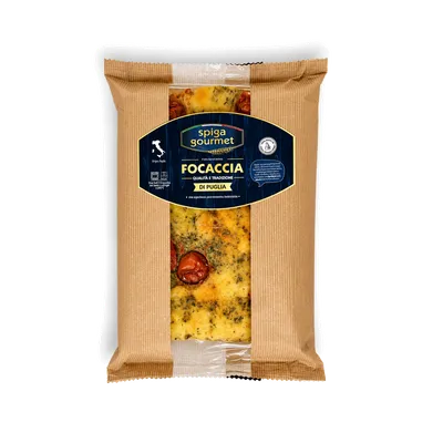 Focaccia con Tomates Cherry y Pesto Spiga Gourmet 10x210g, producto de Spiga Impex