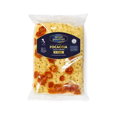 Focaccia con tomates cherry y romero 10x210g, producto de Spiga Impex
