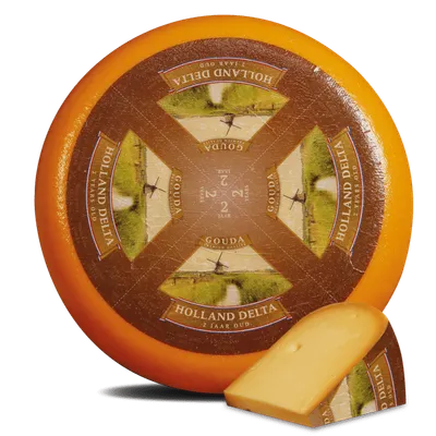 Gouda curado rueda (24M) "H-DELTA" 1x12 kg, producto de Spiga Impex