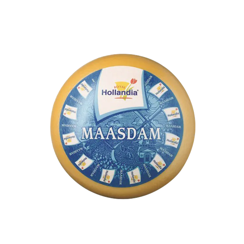 Queso maasdam 45% m.g.e.s 12kg, producto de Spiga Impex