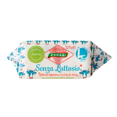 Mantequilla italiana Sin Lactosa Zanasi 24x125g, producto de Spiga Impex
