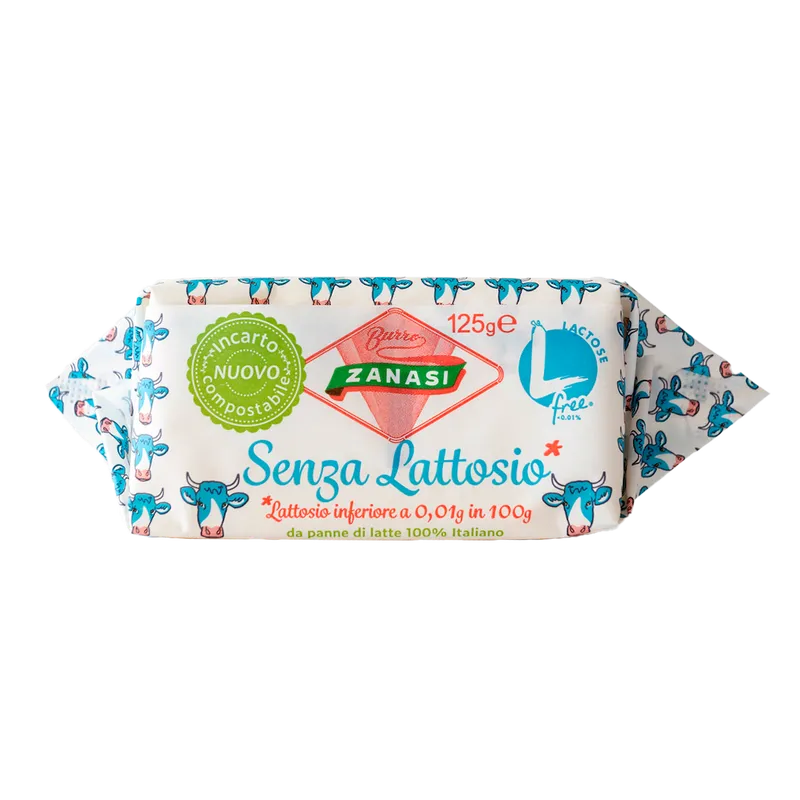 Mantequilla italiana Sin Lactosa Zanasi 24x125g, producto de Spiga Impex