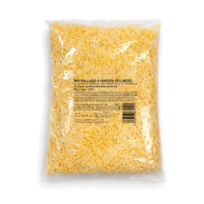 Mix rallado 4 quesos 6x1kg, producto de Spiga Impex