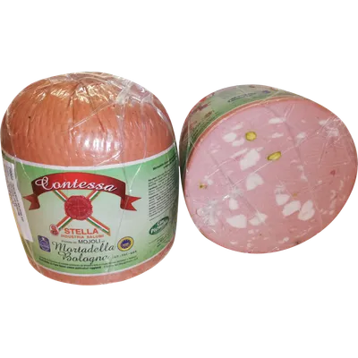 Mortadella Contessa IGP a meta con pistacho 2x5kg, producto de Spiga Impex