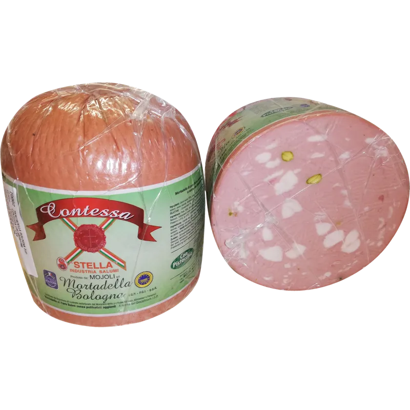 Mortadella Contessa IGP a meta con pistacho 2x5kg, producto de Spiga Impex