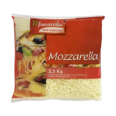 Mozz. rallada Maestrella 4x2,5kg, producto de Spiga Impex