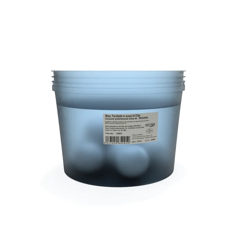Mozz. Fiordilatte in acqua en cubo 1kg (8x125g), producto de Spiga Impex