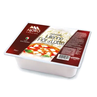 Mozzarella Fior di Latte Julienne IT Moro 4x3kg, producto de Spiga Impex