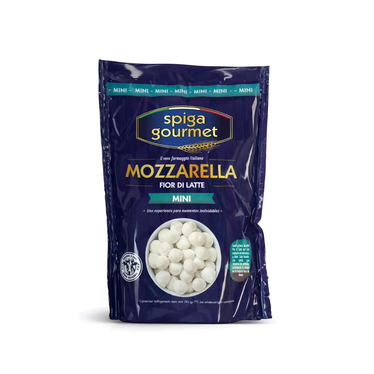 Mozzarella Fior Di Latte mini SPIGA GOURMET 8x100g, producto de Spiga Impex