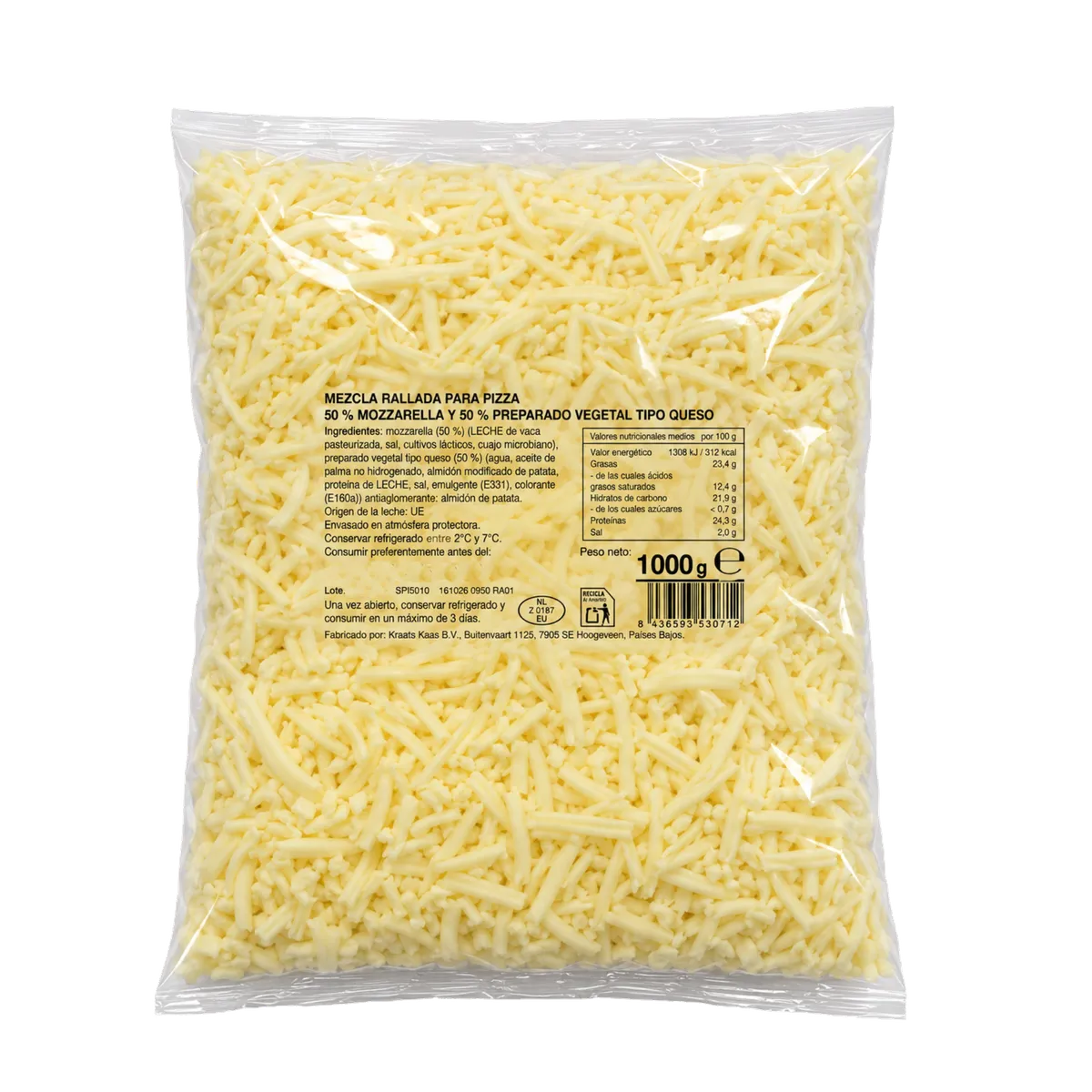 Mozzarella Mix Rallada 10x1kg, producto de Spiga Impex