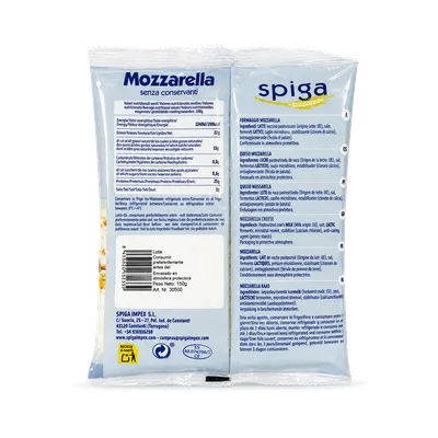 Mozzarella SPIGA rallada 10x150g, producto de Spiga Impex