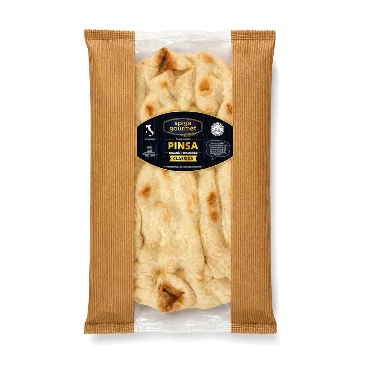 Pan de Pinsa Rectangular 20x30cm Spiga Gourmet 7x250g, producto de Spiga Impex