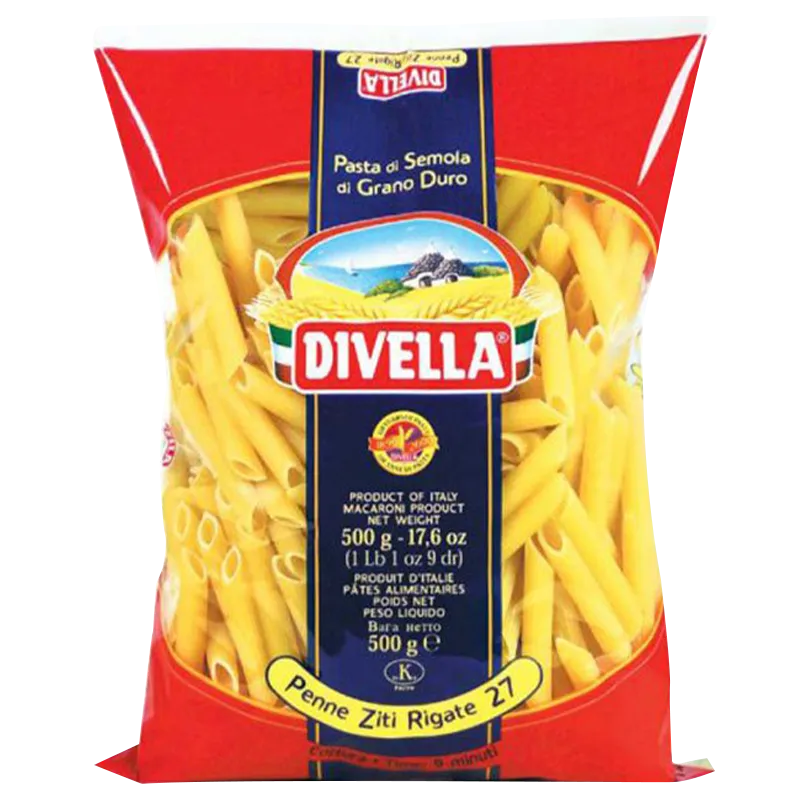 Penne Ziti Rigate nº27 Divella24x500g, producto de Spiga Impex