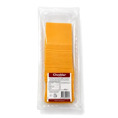 Queso Cheddar Rojo Lonchas 6x1kg, producto de Spiga Impex