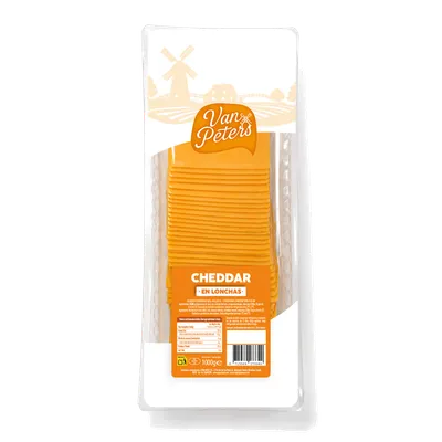 Queso Cheddar Rojo Lonchas Van Peters 6x1kg, producto de Spiga Impex