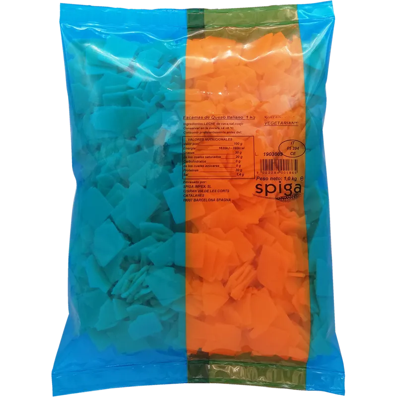 Queso duro italiano en escamas 10x1kg, producto de Spiga Impex