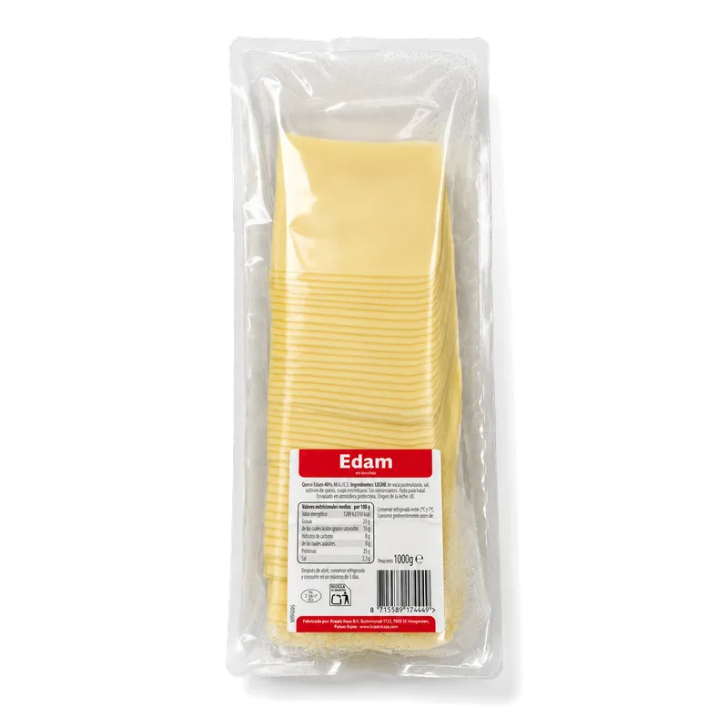Queso Edam Lonchas 6x1kg, producto de Spiga Impex