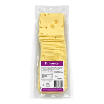 Queso Emmental Lonchas 6x1kg, producto de Spiga Impex