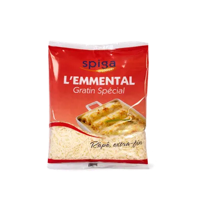 Queso Emmental SPIGA rallado 10x150g, producto de Spiga Impex