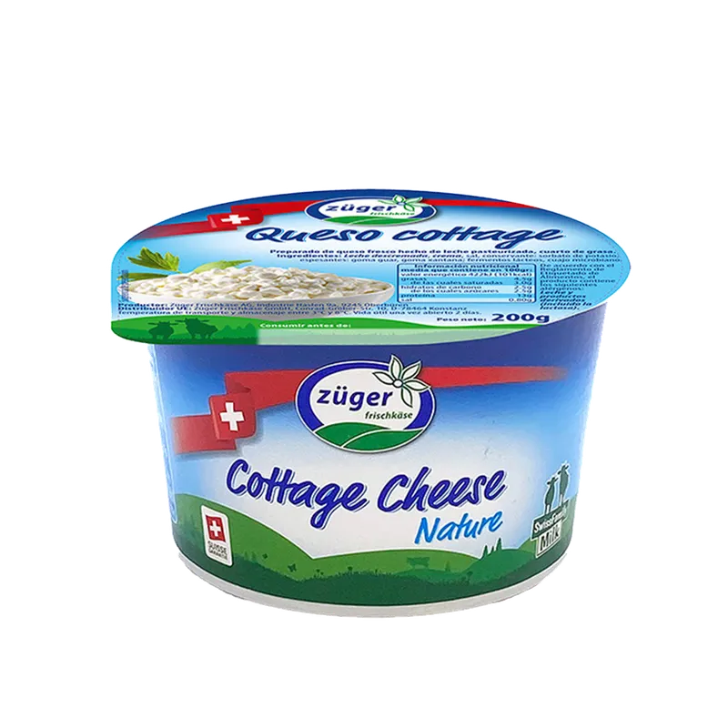 Queso Fresco Cottage 20% M.G/E.S. Zuger Tarrina 6x200g, producto de Spiga Impex