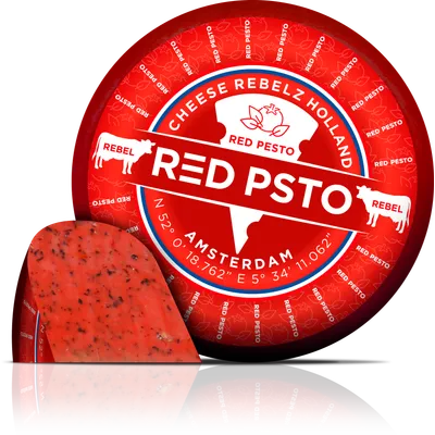 Queso Gouda con pesto Rojo 2x2,5kg, producto de Spiga Impex