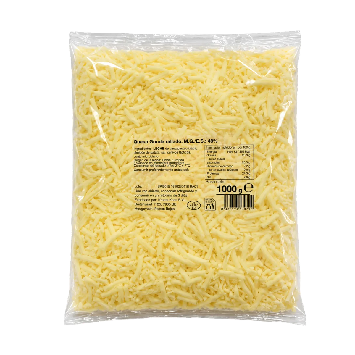 Queso Gouda Rallado 10x1kg, producto de Spiga Impex