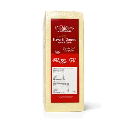 Queso Havarti 1x4 kg (60% M.G./E.S.), producto de Spiga Impex