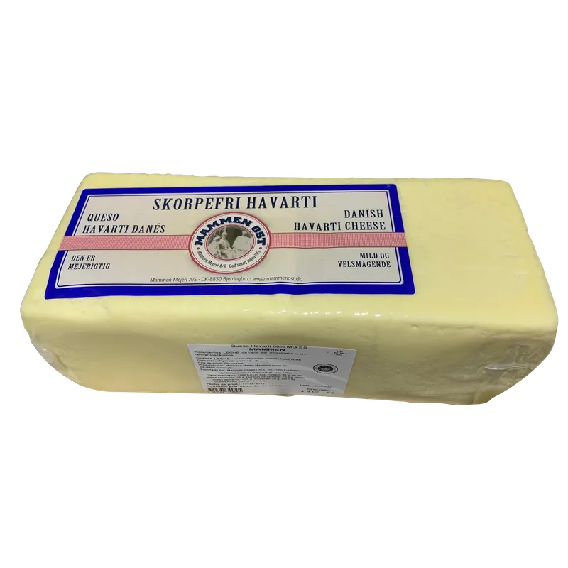 Queso Havarti 1x4 kg (60% M.G./E.S.), producto de Spiga Impex