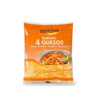 Queso Mix 4 quesos SPIGA 8x150g, producto de Spiga Impex