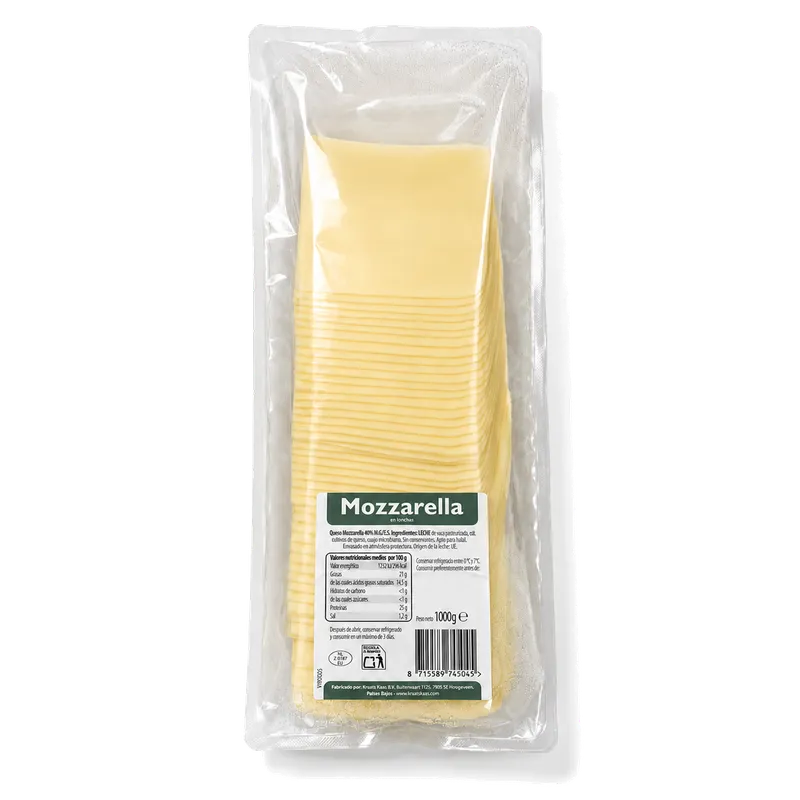 Queso Mozzarella Lonchas 6x1kg, producto de Spiga Impex