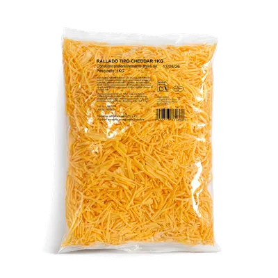 Queso tipo Cheddar rallado 6x1kg, producto de Spiga Impex