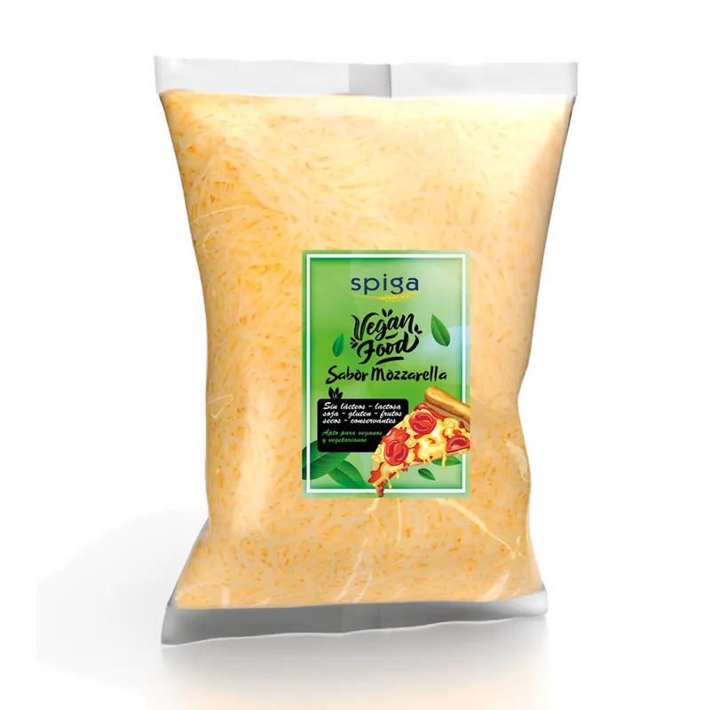 Rallado especial Vegano sabor Mozzarella 6x1kg, producto de Spiga Impex