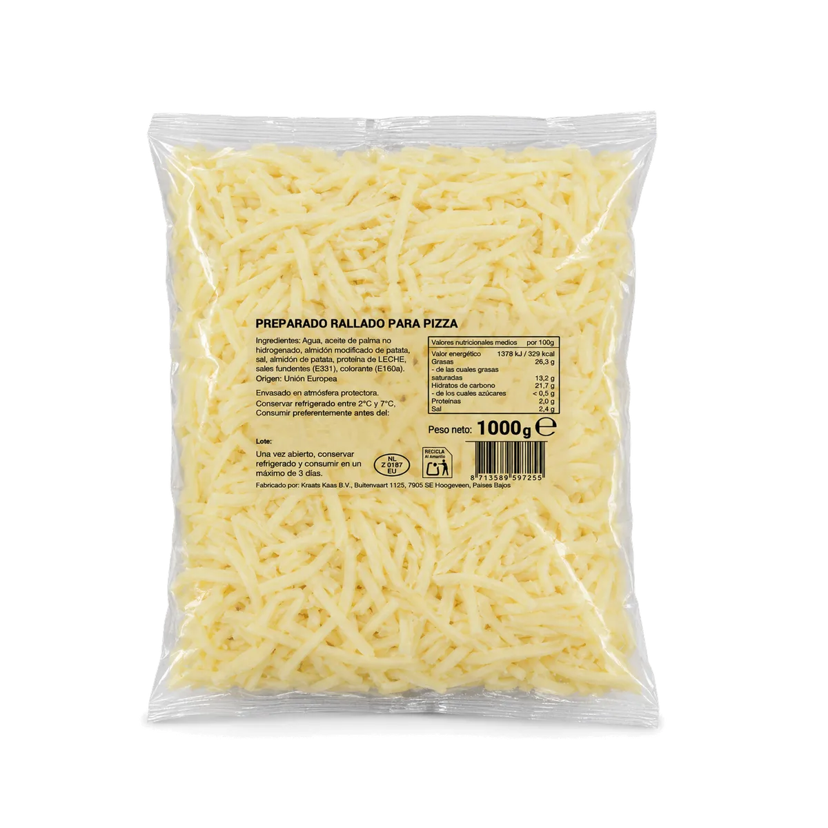 Rallado para Pizza 6x1kg, producto de Spiga Impex