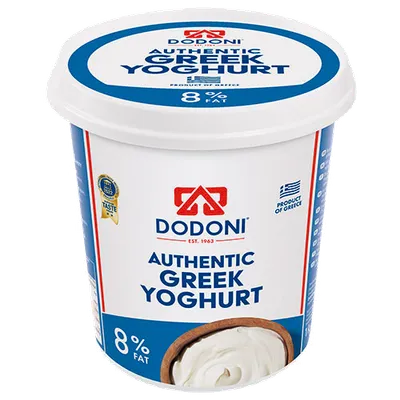 Yogur Griego Auténtico Dodoni 8% MG 1 kg x 6, producto de Spiga Impex